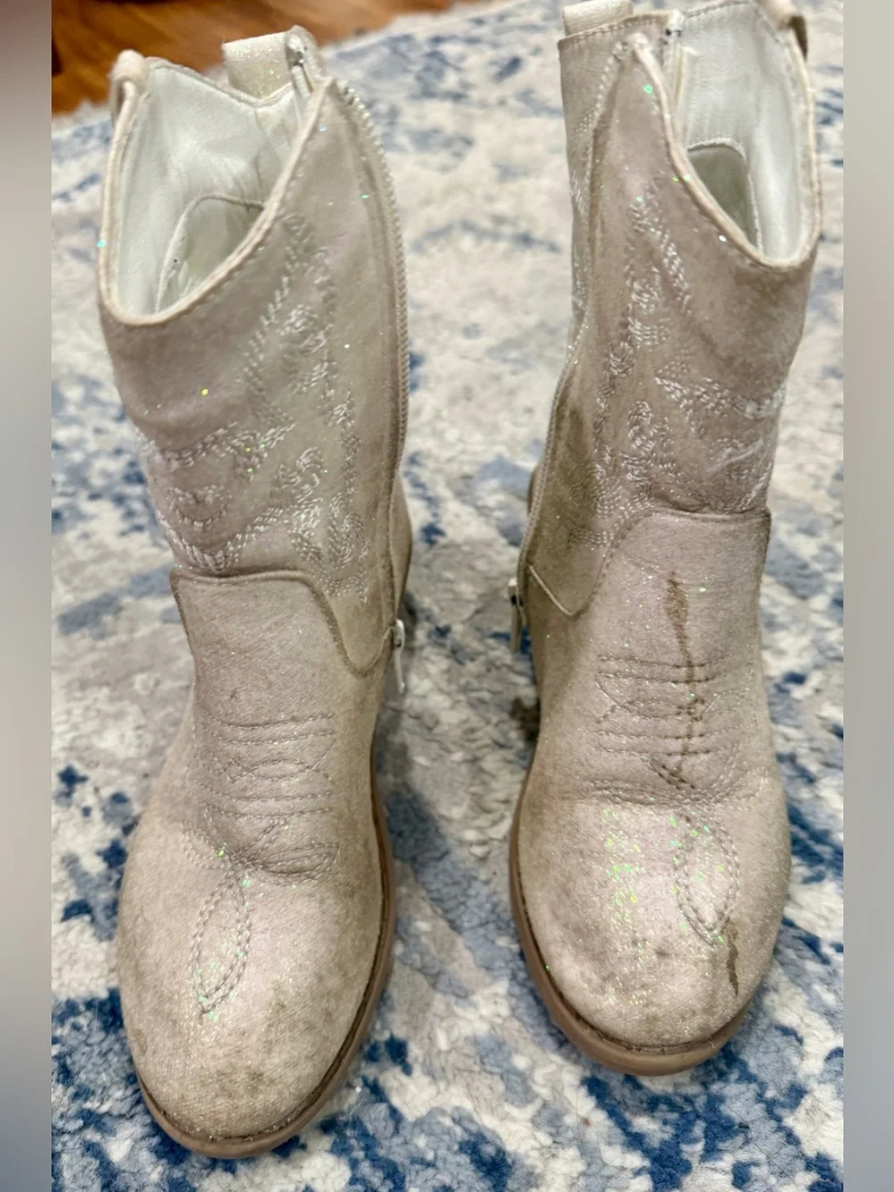 PAWZ Iridescent Pink Glitter Kids Western Boots